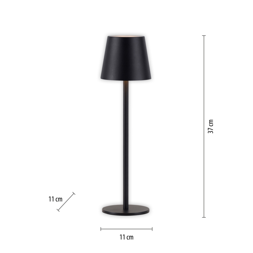 Leuchten Direkt 19250-18 - LED Zewnętrzna ściemnialna akumulatorowa lampa stołowa EURIA LED/3W/5V 2600 mAh IP54 czarny
