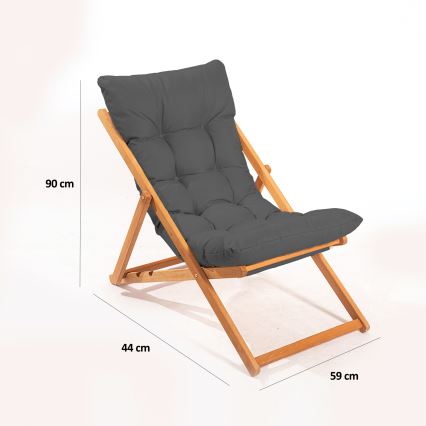 Leżak ogrodowy szary/buk