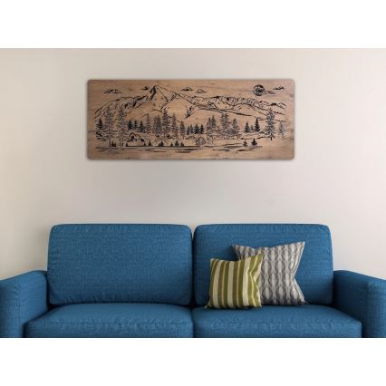 Li-Go 23521/OVL/DUB3 - Dekoracja ścienna LED z regulacją jasności LED/10W/5V 30000 mAh 130x50 cm dąb/Chata w górach