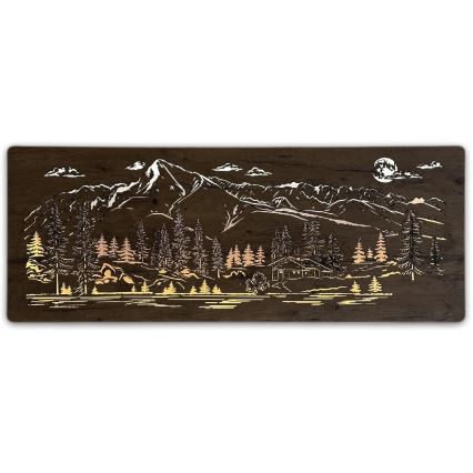 Li-Go 23524/DUB2 - Ściemnialna dekoracja ścienna LED/24W/230V 130x50 cm dąb/Górska chata