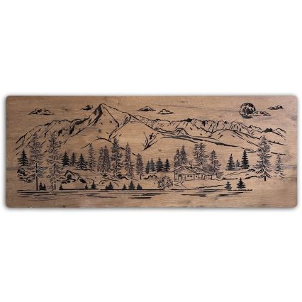 Li-Go 23524/DUB2 - Ściemnialna dekoracja ścienna LED/24W/230V 130x50 cm dąb/Górska chata
