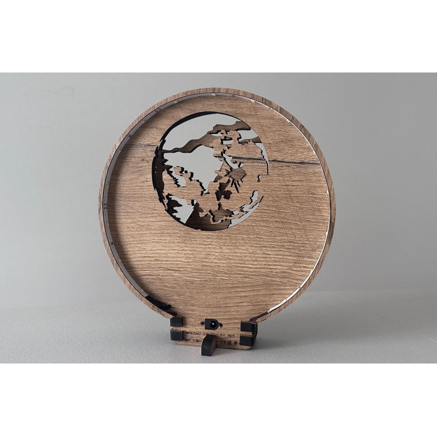 Li-Go 23574/DUB2 - LED ściemniana dekoracja stołowa LED/12W/230V 20x22 cm dąb/Wilk i księżyc