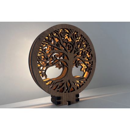 Li-Go 23577/DUB2 - LED ściemnialna dekoracja stołowa LED/12W/230V 20x22 cm dąb/Drzewo życia