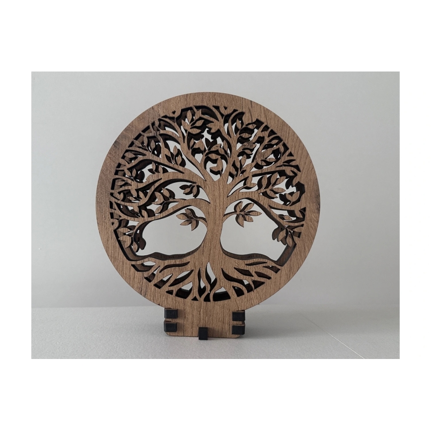 Li-Go 23577/DUB2 - LED ściemnialna dekoracja stołowa LED/12W/230V 20x22 cm dąb/Drzewo życia