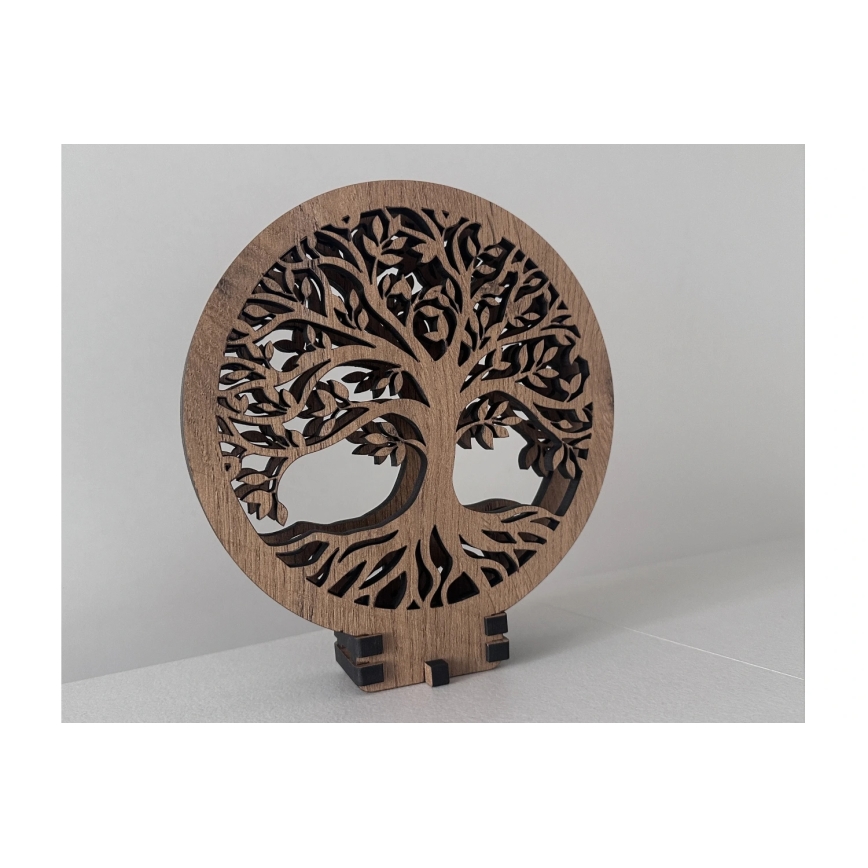 Li-Go 23577/DUB2 - LED ściemnialna dekoracja stołowa LED/12W/230V 20x22 cm dąb/Drzewo życia