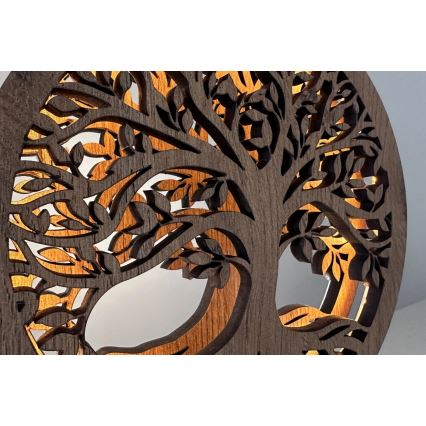 Li-Go 23577/DUB2 - LED ściemnialna dekoracja stołowa LED/12W/230V 20x22 cm dąb/Drzewo życia