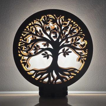 Li-Go 23577/DUB2 - Ściemnialna dekoracja stołowa LED/12W/230V 20x22 cm dąb/Drzewo życia