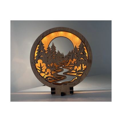 Li-Go 23580/DUB2 - Ściemnialna dekoracja stołowa LED/12W/230V 20x22 cm dąb/W lesie