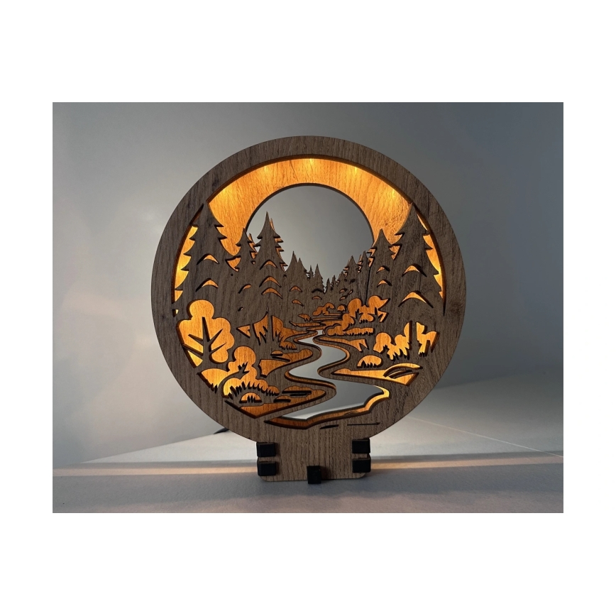 Li-Go 23580/DUB2 - Ściemnialna dekoracja stołowa LED/12W/230V 20x22 cm dąb/W lesie