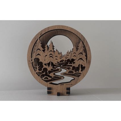 Li-Go 23580/DUB2 - Ściemnialna dekoracja stołowa LED/12W/230V 20x22 cm dąb/W lesie