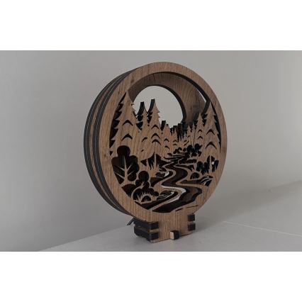 Li-Go 23580/DUB2 - Ściemnialna dekoracja stołowa LED/12W/230V 20x22 cm dąb/W lesie