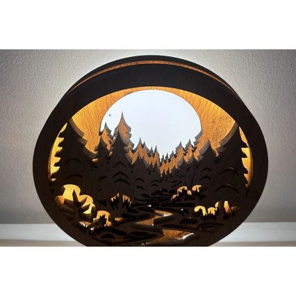 Li-Go 23580/DUB2 - Ściemnialna dekoracja stołowa LED/12W/230V 20x22 cm dąb/W lesie