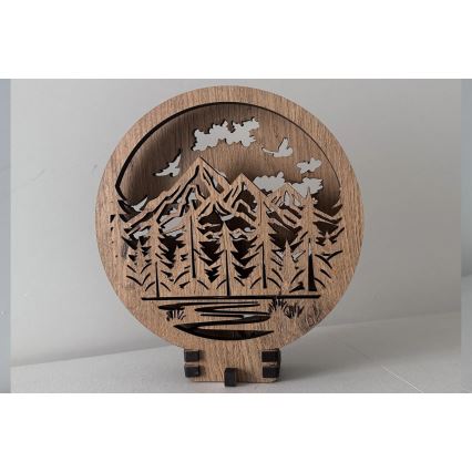 Li-Go 23583/DUB2 - LED ściemnialna dekoracja stołowa LED/12W/230V 20x22 cm dąb/Góry i las