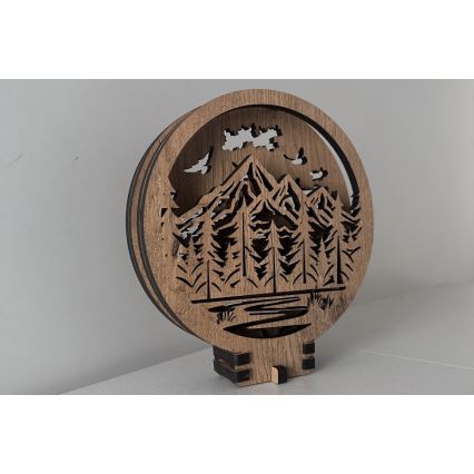 Li-Go 23583/DUB2 - LED ściemnialna dekoracja stołowa LED/12W/230V 20x22 cm dąb/Góry i las