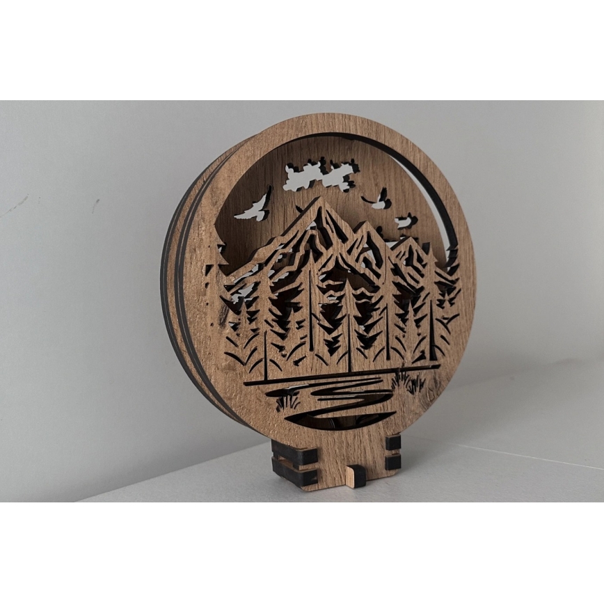 Li-Go 23583/DUB2 - LED ściemnialna dekoracja stołowa LED/12W/230V 20x22 cm dąb/Góry i las