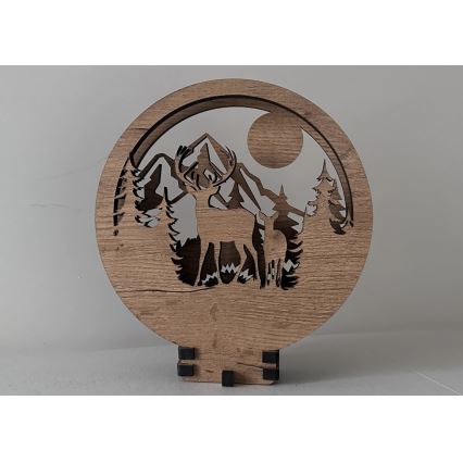 Li-Go 23592/DUB2 - ściemnialna dekoracja stołowa LED/12W/230V 20x22 cm dąb/Jeleń i łania