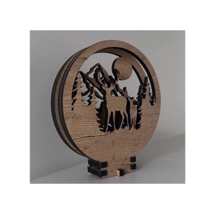 Li-Go 23592/DUB2 - ściemnialna dekoracja stołowa LED/12W/230V 20x22 cm dąb/Jeleń i łania