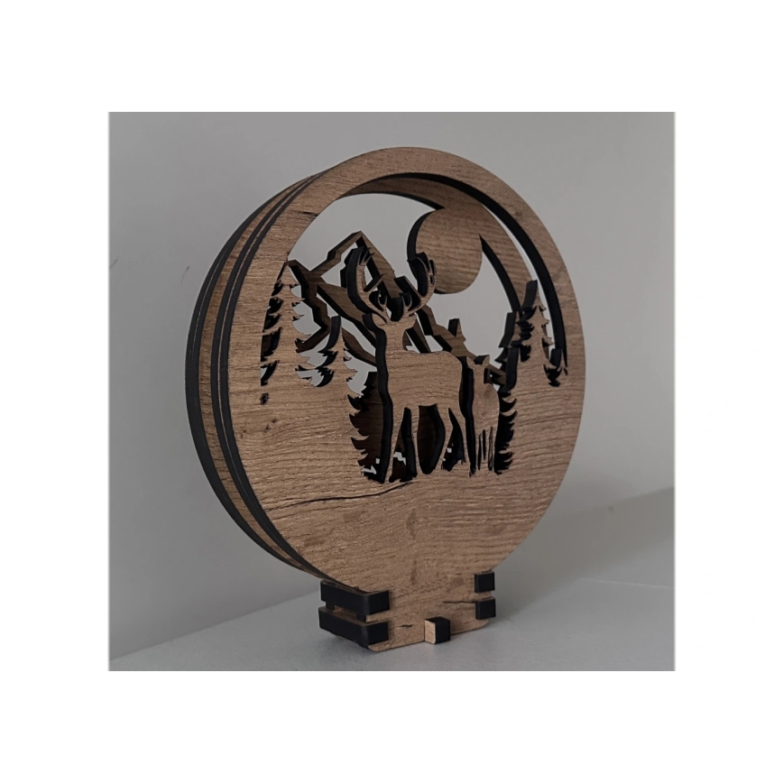 Li-Go 23592/DUB2 - ściemnialna dekoracja stołowa LED/12W/230V 20x22 cm dąb/Jeleń i łania