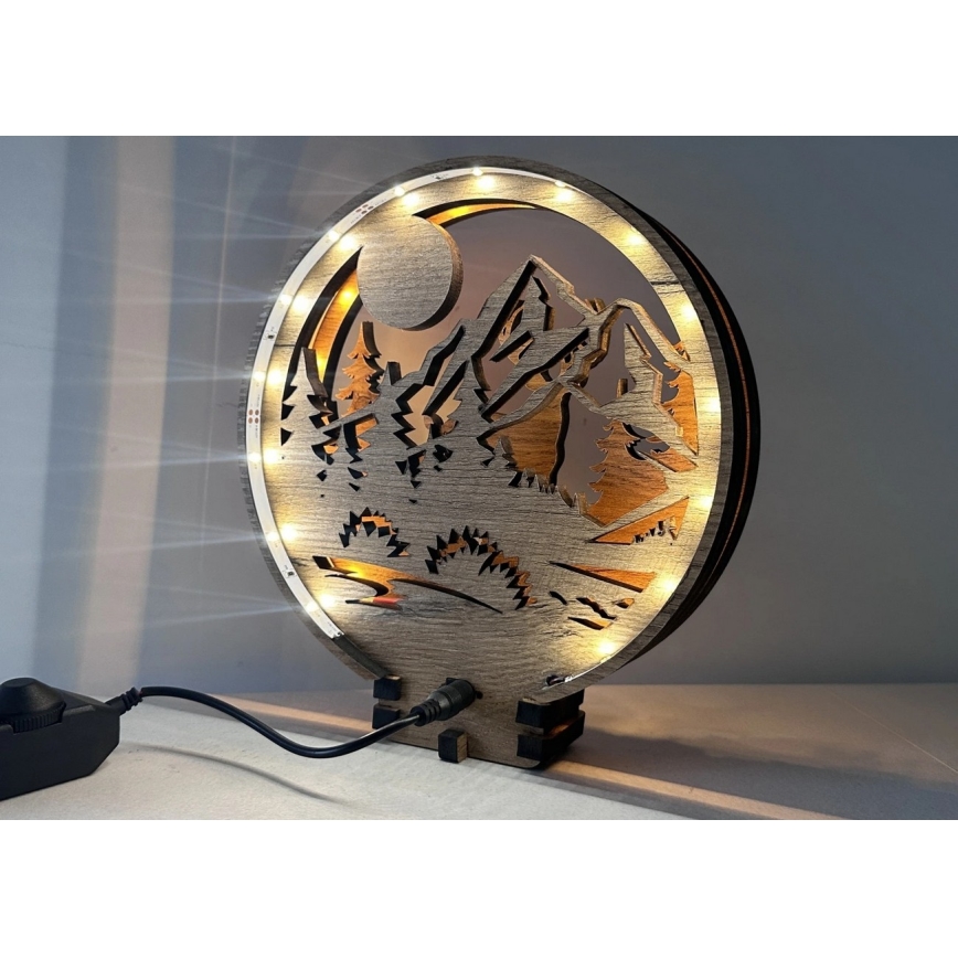 Li-Go 23592/DUB2 - ściemnialna dekoracja stołowa LED/12W/230V 20x22 cm dąb/Jeleń i łania