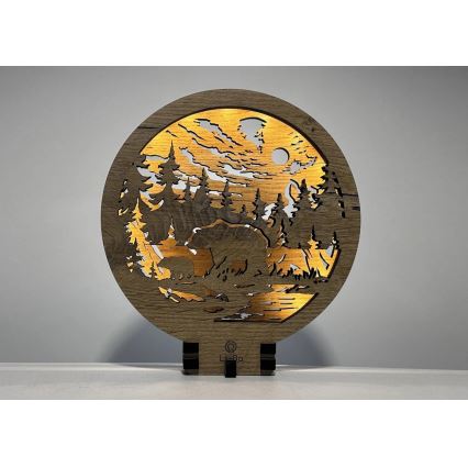 Li-Go 23595/DUB2 - Dekoracja stołowa LED z regulacją jasności LED/12W/230V 20x22 cm dąb/Misie