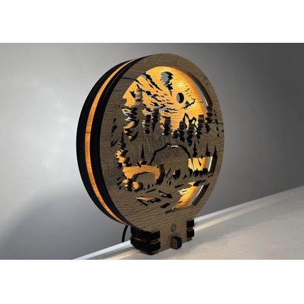 Li-Go 23595/DUB2 - Dekoracja stołowa LED z regulacją jasności LED/12W/230V 20x22 cm dąb/Misie