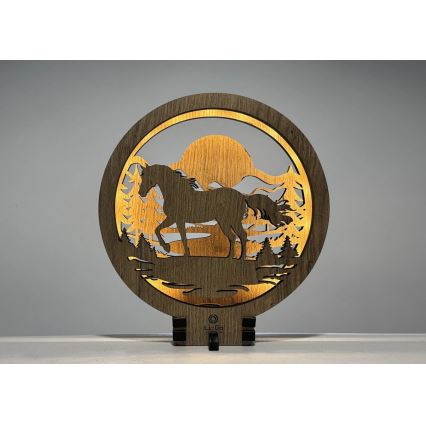 Li-Go 23598/DUB2 - LED ściemnialna ozdoba stołowa LED/12W/230V 20x22 cm dąb/Koń
