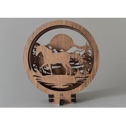 Li-Go 23598/DUB2 - LED ściemnialna ozdoba stołowa LED/12W/230V 20x22 cm dąb/Koń