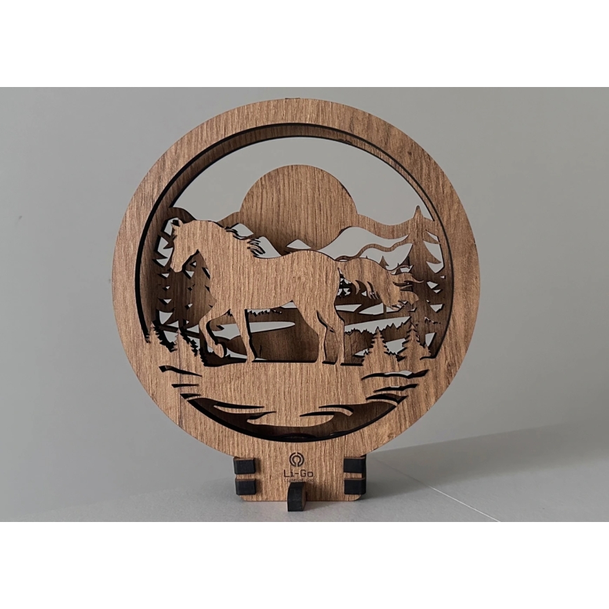 Li-Go 23598/DUB2 - LED ściemnialna ozdoba stołowa LED/12W/230V 20x22 cm dąb/Koń