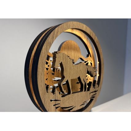 Li-Go 23598/DUB2 - LED ściemnialna ozdoba stołowa LED/12W/230V 20x22 cm dąb/Koń