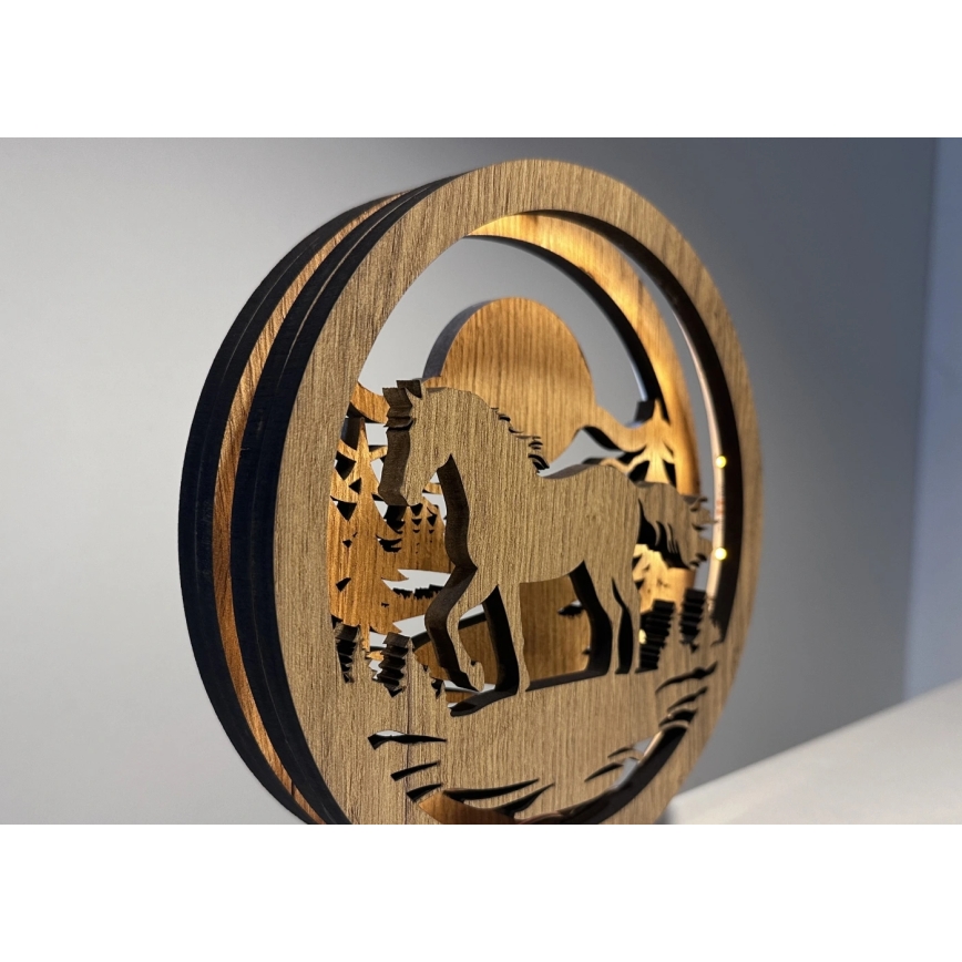 Li-Go 23598/DUB2 - LED ściemnialna ozdoba stołowa LED/12W/230V 20x22 cm dąb/Koń