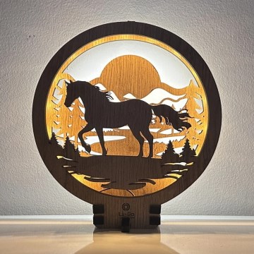 Li-Go 23598/DUB2 - ściemnialna lampka stołowa dekoracyjna LED/12W/230V 20x22 cm dąb/koń