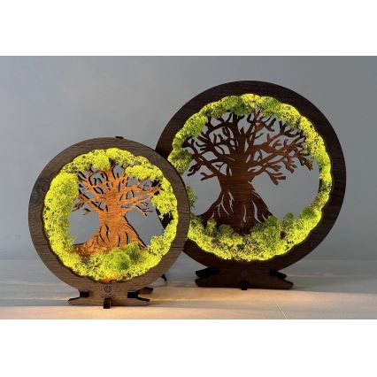 Li-Go 23604/DUB2 - Ściemnialna dekoracyjna lampa stołowa LED/12W/230V 20x22 cm dąb/mech i drzewo