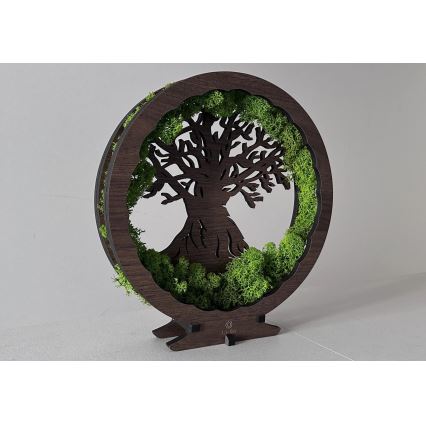 Li-Go 23604/DUB2 - ściemnialna dekoracyjna lampa stołowa LED/12W/230V 20x22 cm dąb/mech i drzewo