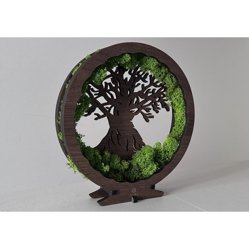 Li-Go 23604/DUB2 - ściemnialna dekoracyjna lampa stołowa LED/12W/230V 20x22 cm dąb/mech i drzewo