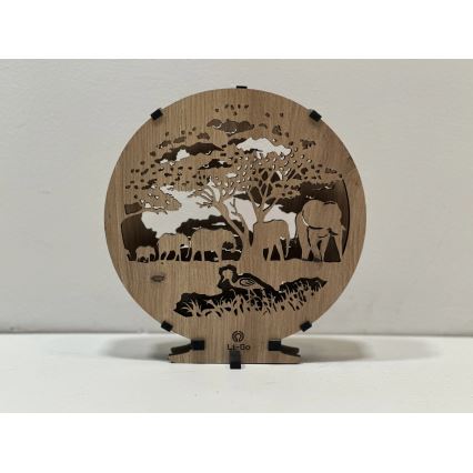 Li-Go 23610/DUB2 - LED Ściemnialna dekoracja stołowa LED/12W/230V 20x22 cm dąb/słonie