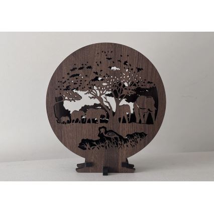 Li-Go 23610/DUB2 - LED Ściemnialna dekoracja stołowa LED/12W/230V 20x22 cm dąb/słonie