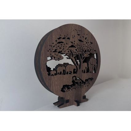 Li-Go 23610/DUB2 - LED Ściemnialna dekoracja stołowa LED/12W/230V 20x22 cm dąb/słonie