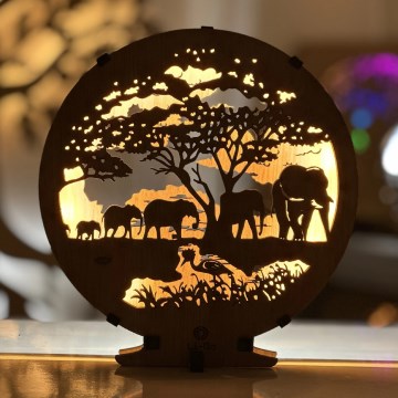 Li-Go 23610/DUB2 - LED Ściemnialna dekoracja stołowa LED/12W/230V 20x22 cm dąb/słonie