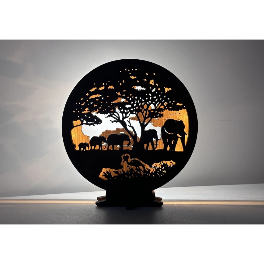 Li-Go 23610/DUB2 - LED Ściemnialna dekoracja stołowa LED/12W/230V 20x22 cm dąb/Słonie