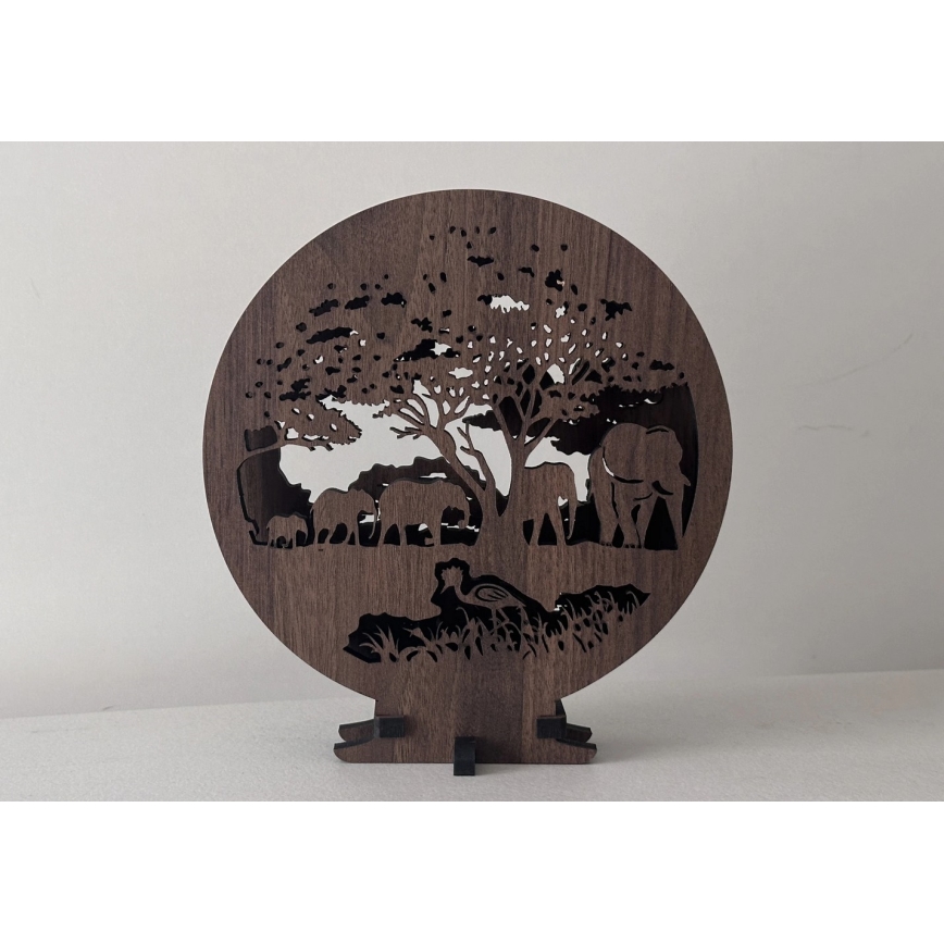 Li-Go 23610/DUB2 - LED Ściemnialna dekoracja stołowa LED/12W/230V 20x22 cm dąb/Słonie