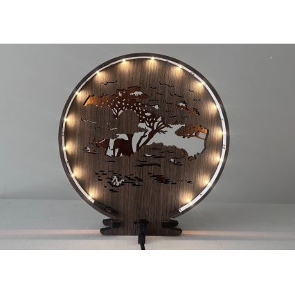 Li-Go 23610/DUB2 - LED Ściemnialna dekoracja stołowa LED/12W/230V 20x22 cm dąb/Słonie