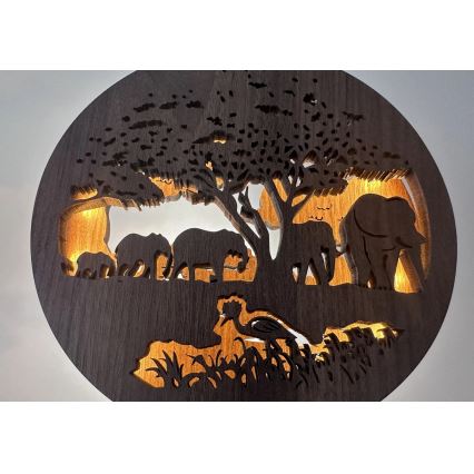 Li-Go 23610/DUB2 - LED Ściemnialna dekoracja stołowa LED/12W/230V 20x22 cm dąb/Słonie