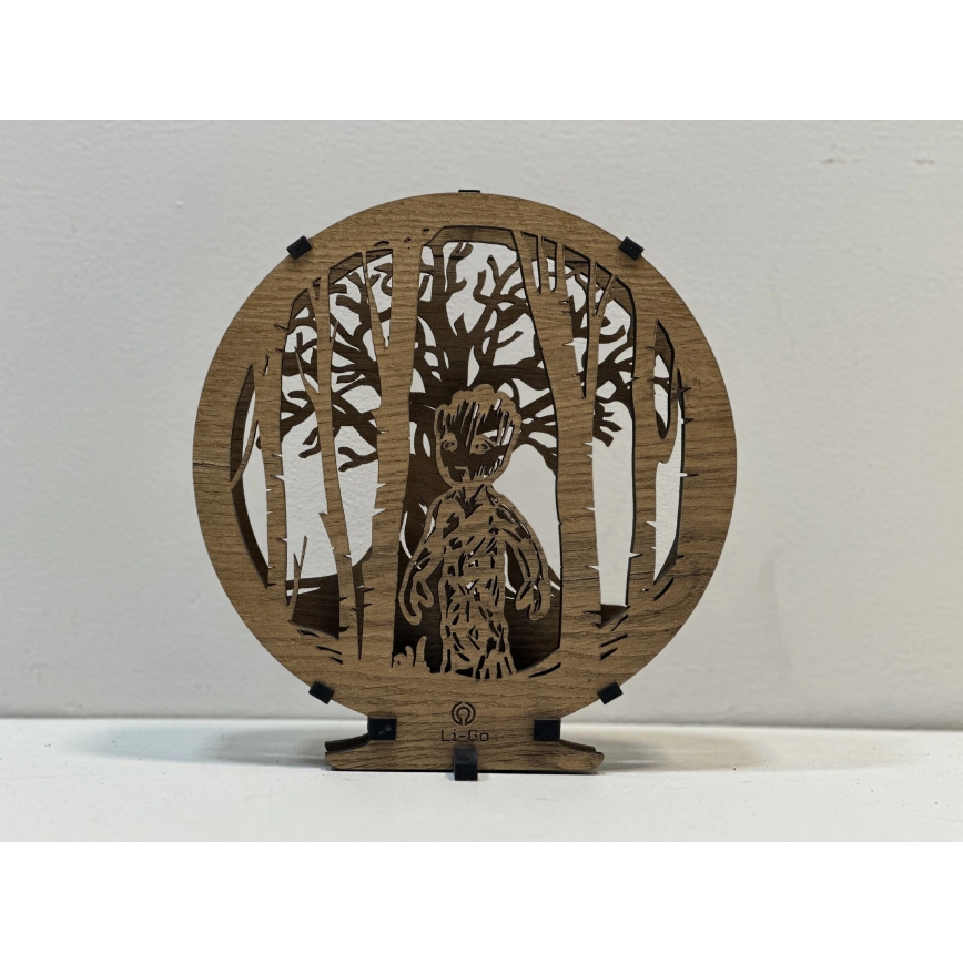 Li-Go 23613/DUB2 - ściemnialna dekoracyjna lampka stołowa LED, 12W/230V, 20x22 cm, dąb/Grut