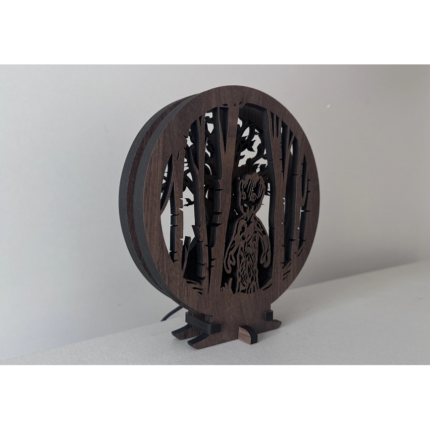 Li-Go 23613/DUB2 - ściemnialna dekoracyjna lampka stołowa LED, 12W/230V, 20x22 cm, dąb/Grut