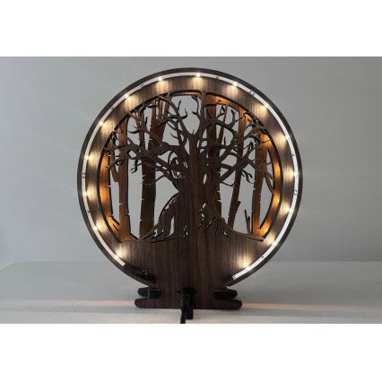 Li-Go 23613/DUB2 - ściemnialna dekoracyjna lampka stołowa LED, 12W/230V, 20x22 cm, dąb/Grut