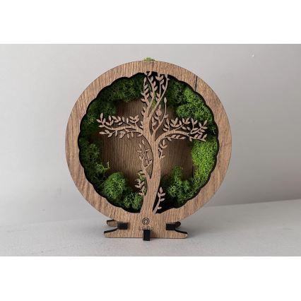 Li-Go 23622/DUB2 - Ściemnialna dekoracja stołowa LED/12W/230V 20x22 cm dąb/Krzyż w mchu