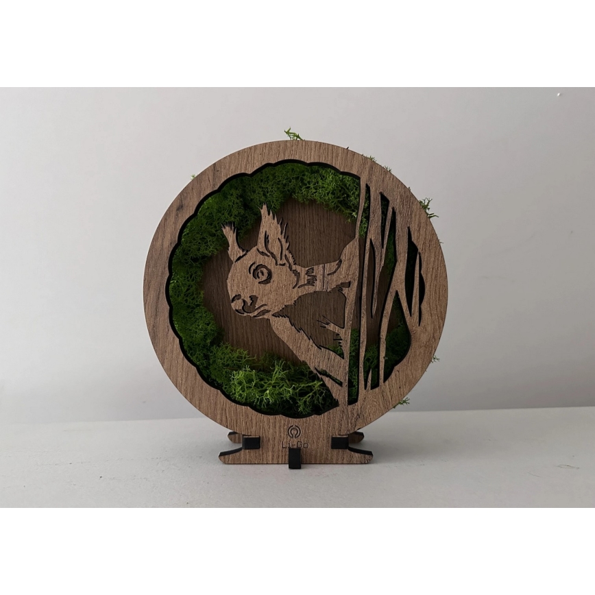 Li-Go 23625/DUB2 - Ściemnialna dekoracja stołowa LED LED/12W/230V 20x22 cm dąb/mechowa wiewiórka