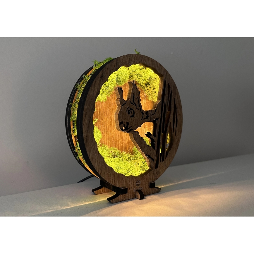 Li-Go 23625/DUB2 - Ściemnialna dekoracja stołowa LED LED/12W/230V 20x22 cm dąb/mechowa wiewiórka