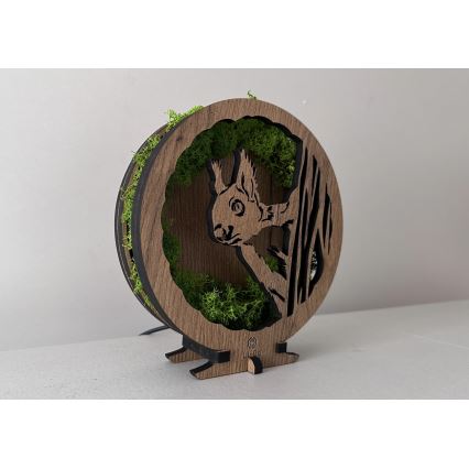 Li-Go 23625/DUB2 - Ściemnialna dekoracja stołowa LED LED/12W/230V 20x22 cm dąb/mechowa wiewiórka