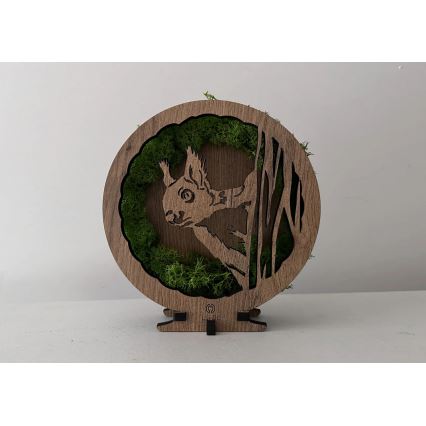 Li-Go 23625/DUB2 - Ściemnialna dekoracja stołowa LED/12W/230V 20x22 cm dąb/wiewiórka z mchu